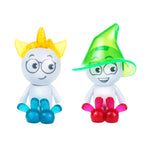 Load image into Gallery viewer, Flare and Go wearing bunny slippers. Flare is wearing a unicorn helmet and Go is wearing a wizard hat.
