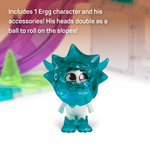 Load image into Gallery viewer, Yeti character with text that reads &quot;Includes 1 Ergg character and his accessories! His heads double as a ball to roll on the slopes!&quot;
